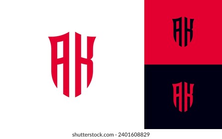 Letter AK emblem shield initial monogram logo design