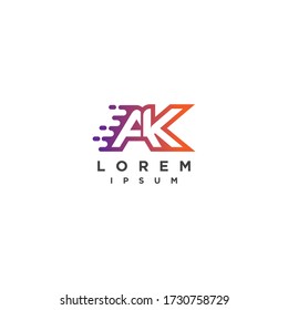 letter Ak fast moving logo icon design template elements