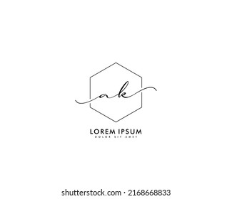 Letter AK Initial Handschrift Logo mit Unterschrift und handgezeichnet Stil.