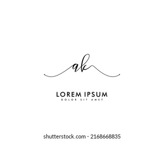 Letter AK Initial handwriting logo with signature and hand drawn style.