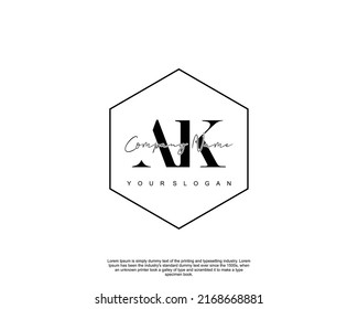 Letter AK Initial handwriting logo with signature and hand drawn style.