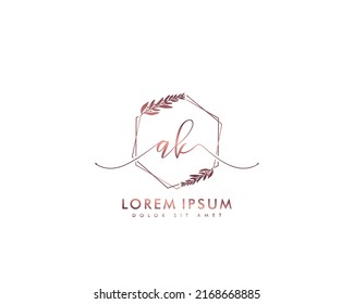 Letter AK Initial handwriting logo with signature and hand drawn style.