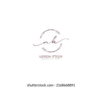 Letter AK Initial handwriting logo with signature and hand drawn style.