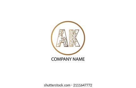 Letra AK o logotipo KA en la plantilla de logotipo del vector del monograma abstracto circular
