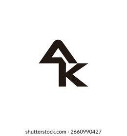 Buchstabe ak ka einfaches geometrisches Dreieck Logo Vektor 