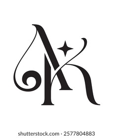 letter AK or KA vector logo design for luxury, fashion, jewelry, boutique, and startup