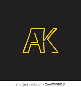 Letra AK Linked Thin Lines Continuar líneas Logo Vector 