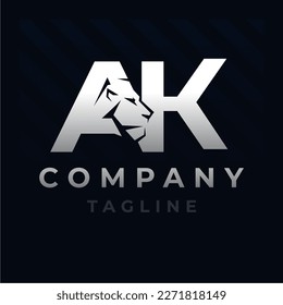 Letter AK Lion Head Initial Logo Design