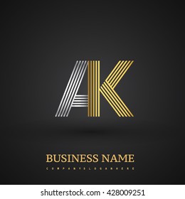 Letter AK logo design. Elegant gold and silver colored, symbol for your business name or company identity.