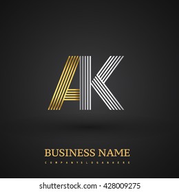 Letter AK logo design. Elegant gold and silver colored, symbol for your business name or company identity.