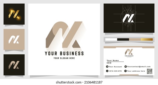 Letter AK or NK monogram logo with business card design