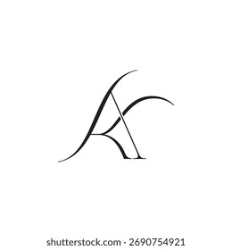 Letra AK Curvas simples Superposición delgada Vector elegante del logotipo 