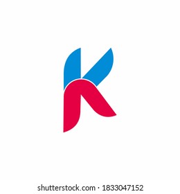 carta ak simple flecha enlazada vector de logotipo geométrico