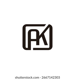 letter ak simple linked geometric square font logo vector