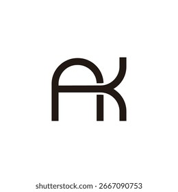 letra ak simples linkadas sobrepostas linhas logotipo vetor 