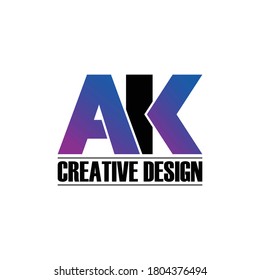 Letra AK simple vector de diseño de logotipo