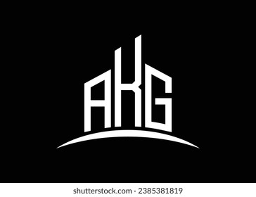 Letter AKG building vector monogram logo design template. Building Shape AKG logo.