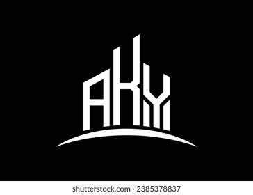 Letter AKY building vector monogram logo design template. Building Shape AKY logo.