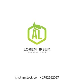 Letra AL ecohoja logotipo icono elementos de plantilla de diseño