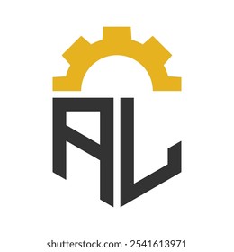 Letter AL Gear Logo Design for Service Center, Repair, Factory, Industrial, Digital and Mechanical Business