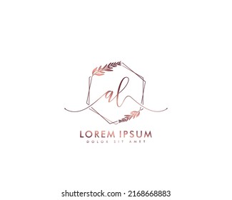 Letter AL Initial handwriting logo with signature and hand drawn style.