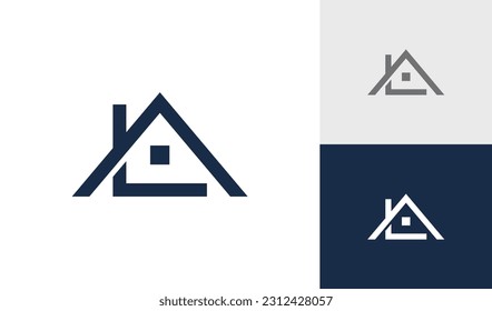 Letter AL initial monogram with house roof logo design