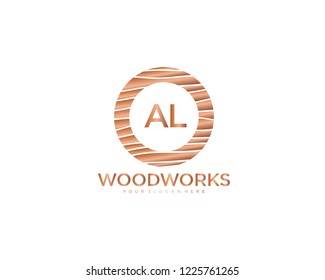 Letter AL initial wood logo vector