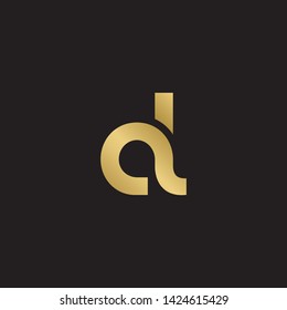 Letter al linked lowercase logo design template elements. Gold letter Isolated on black  background. Suitable for business, consulting group company.