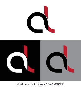 Letter al linked lowercase logo design template elements. Red letter Isolated on black white grey background. Suitable for business, consulting group company