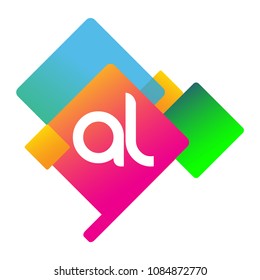 Letter AL logo with colorful geometric shape, letter combination logo design for creative industry, web, business and company.