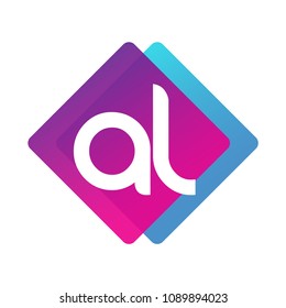 Letter AL logo with colorful geometric shape, letter combination logo design for creative industry, web, business and company.