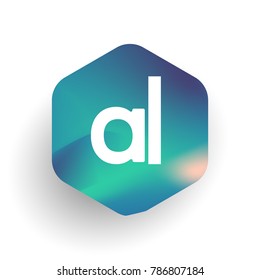 Letter AL logo in hexagon shape and colorful background, letter combination logo design for business and company identity.
