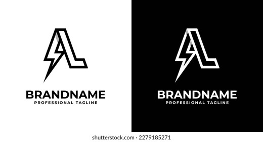 Letter AL Thunderbolt Logo, suitable for any business with AL or LA initials.