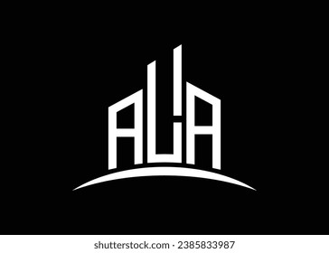 Letter ALA building vector monogram logo design template. Building Shape ALA logo.