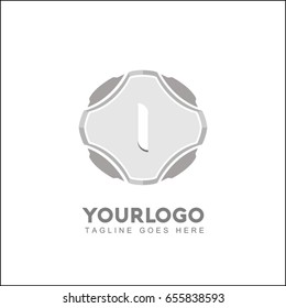 I letter alarm clock typography logo design. Clock icon brand identity. Vintage vector illustration on white background.