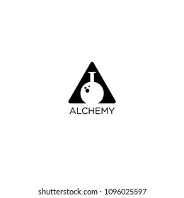A letter alchemy negative space concept logo