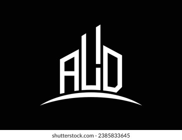 Letra ALD construcción de la plantilla de diseño del logotipo del monólogo del vector. Logo de la construcción de la forma ALD.