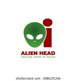 letter I alien head vector logo design