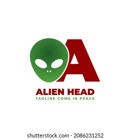 letter A alien head vector logo design