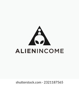 letter a with alien logo design vector silhouette illustration