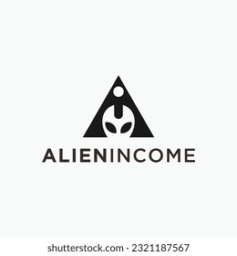 letter a with alien logo design vector silhouette illustration