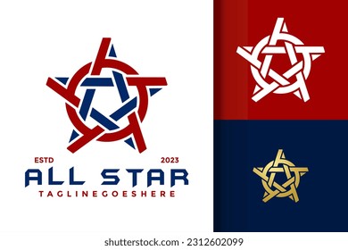 Letter A All Star Monogram Logo vector icon illustration