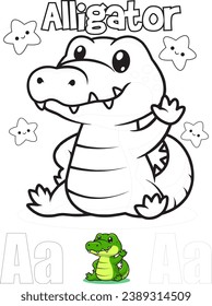 Letter A Alligator Alphabet Animal Coloring Page