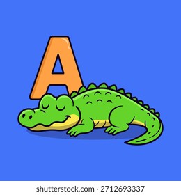 Letra A para a ilustração de jacaré. Vetor de ícone de letra