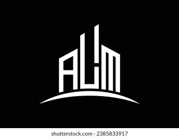 Letra ALM construyendo la plantilla de diseño del logotipo del monólogo del vector. Logo de la construcción de forma ALM.
