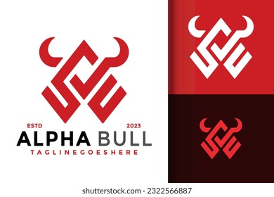 Letter A Alpha Bull Head logo vector icon illustration