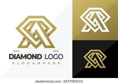 Letra A Alpha Diamond logo diseño Vector símbolo icono ilustración