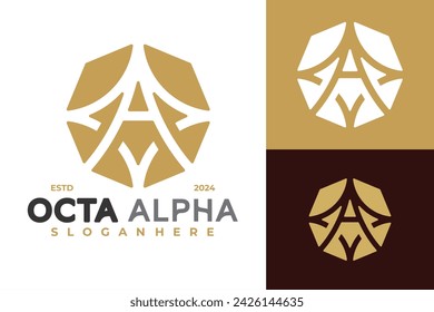 Letter A Alpha Octagon Logo design vector symbol icon illustration