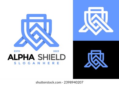 Letter A Alpha Shield Logo design vector symbol icon illustration