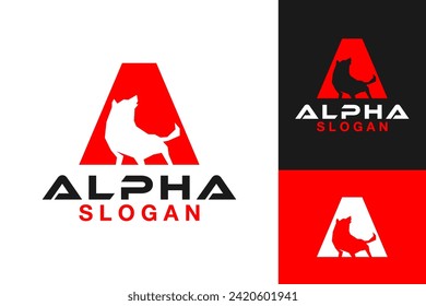 Letter A Alpha Wolf Logo Design